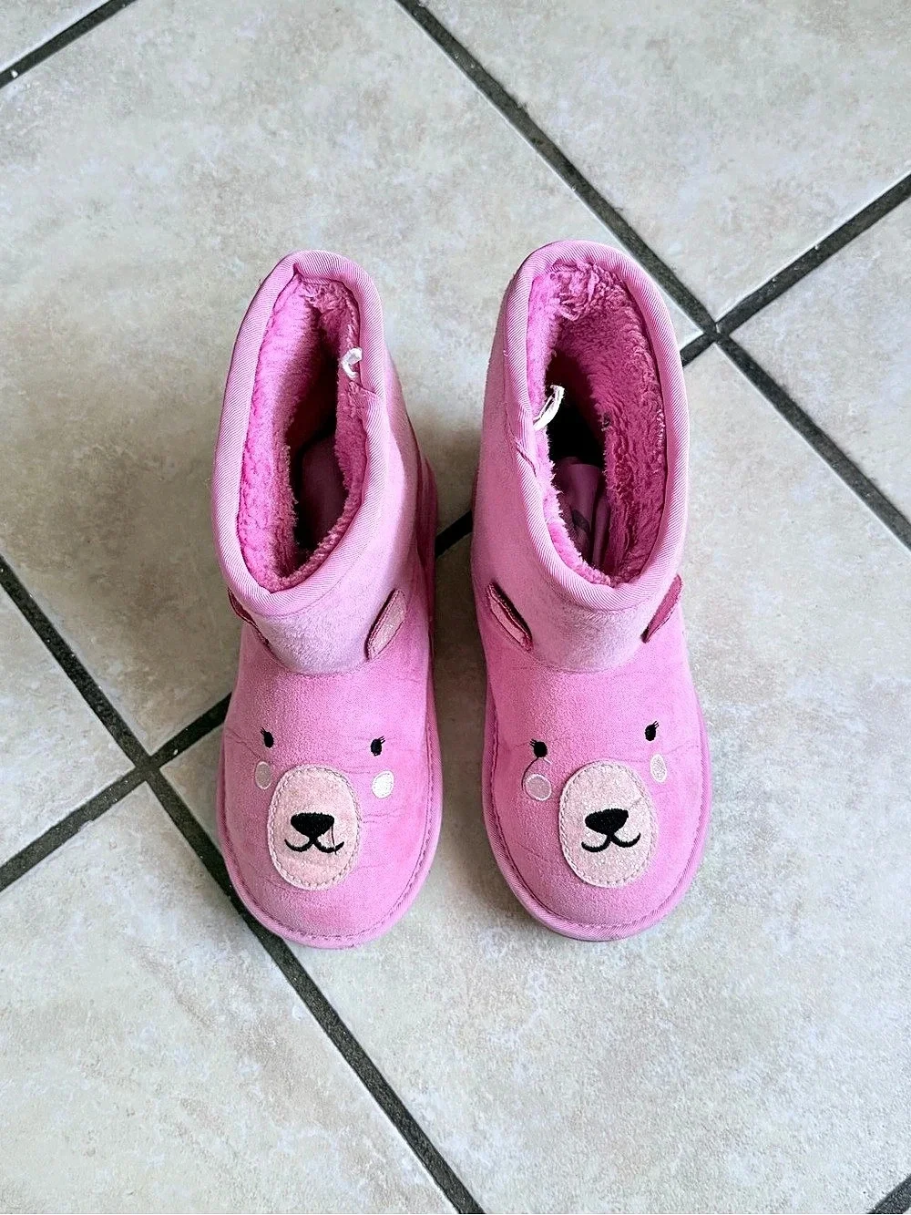 Gymboree Embroidered Bear Chalet Boots Girls 13 Pink